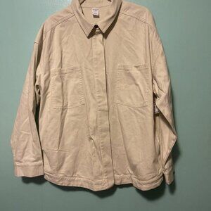 Melrose And Market Women’s XL Jean Jacket Cream Lagen Boho Hippie Pockets New